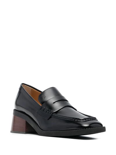 Shop Tod's Square-toe Blok-heel Loafers In Schwarz