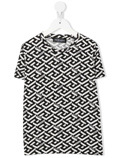 Shop Versace La Greca Print T-shirt In Weiss