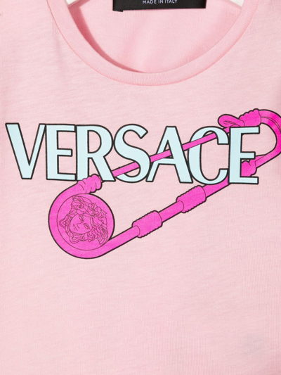 Shop Versace Logo-print Cotton T-shirt In Rosa