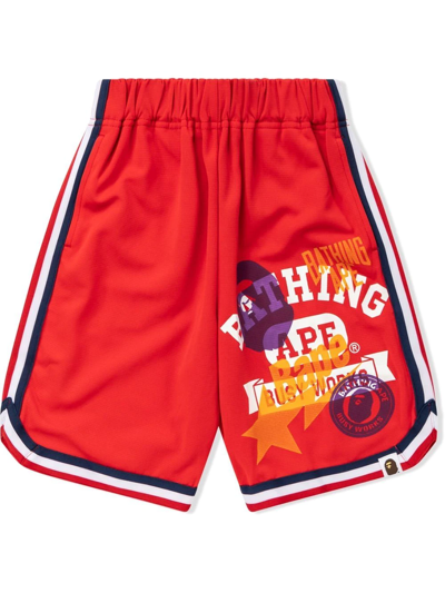Shop A Bathing Ape Logo-print Basketball Shorts In Red