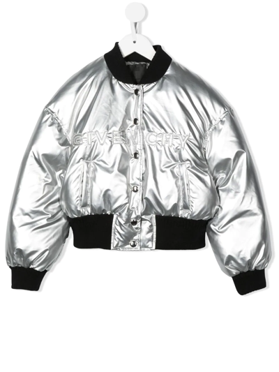 Shop Givenchy Logo-embroidered Puffer Jacket In Grey