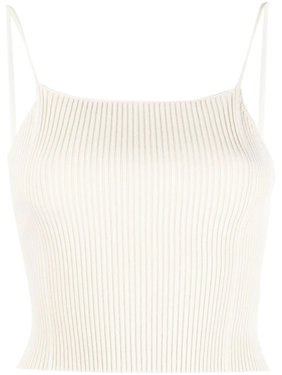 Shop Aeron Ribbed-knit Cropped Top In Neutrals