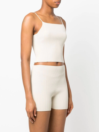 Shop Aeron Ribbed-knit Cropped Top In Neutrals