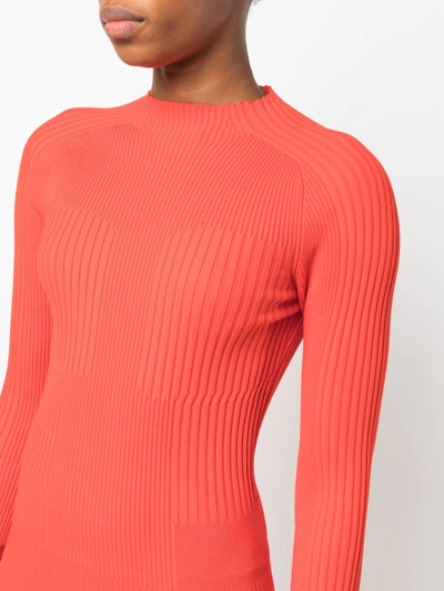 Shop Aeron Ribbed-knit Detail Dress In Red