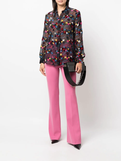 Shop Boutique Moschino Tailored Flared Trousers In Pink