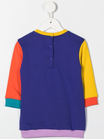 Shop Moschino Logo-print Colour-block T-shirt Dress In Purple