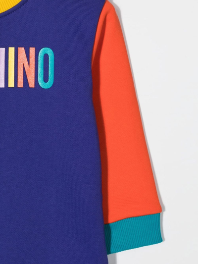 Shop Moschino Logo-print Colour-block T-shirt Dress In Purple