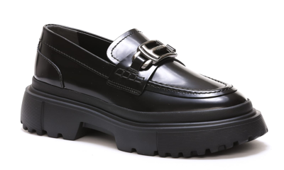 Shop Hogan H629 Loafers In Black