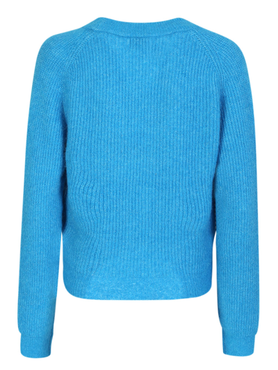 Shop Ganni Merino Wool Cardigan In Blue