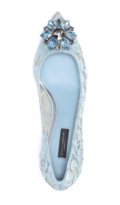 Shop Dolce & Gabbana Pizzo Taormina Pumps With Crystals In Light Blue