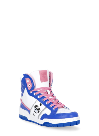 Shop Chiara Ferragni Cf-1 High Sneakers In White/dazzling Blue