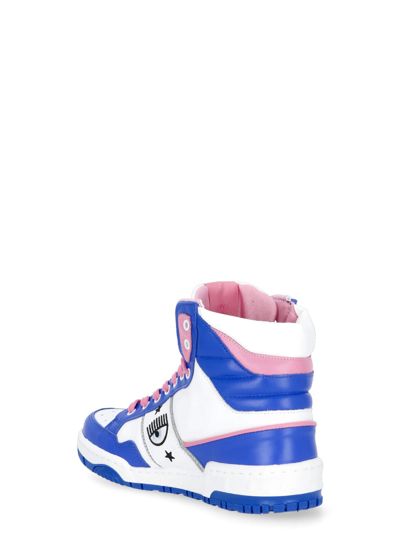 Shop Chiara Ferragni Cf-1 High Sneakers In White/dazzling Blue