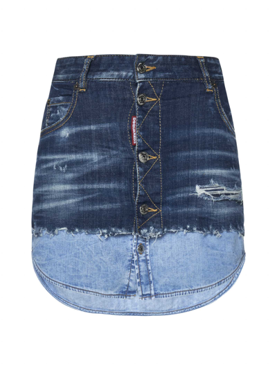 Shop Dsquared2 Skirt In Blue Navy