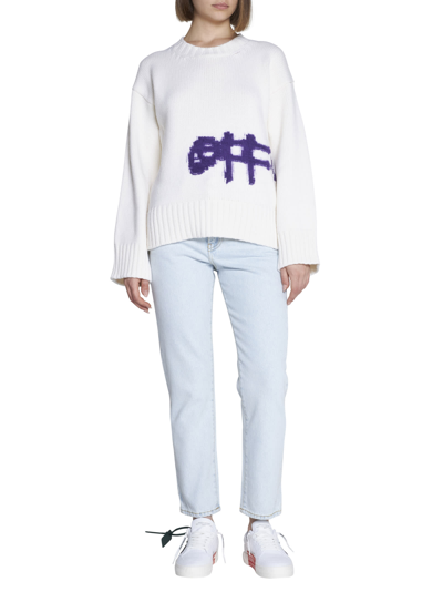 Shop Off-white Sweater In White Purple