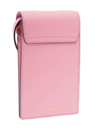 Shop Versace Pink Leather Smartphone Case With Shoulder Strap  Woman