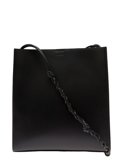 Shop Jil Sander Tangle Black Leather Crossbody Bag  Man