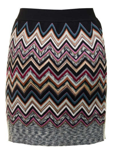 Shop Missoni Zigzag Multicolor Wool Skirt  Woman In Black