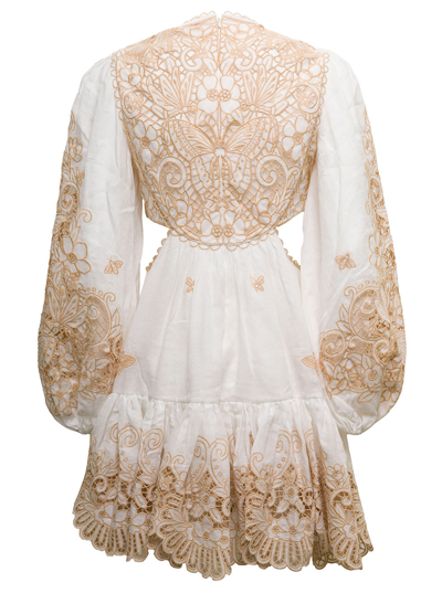 Shop Zimmermann Jeannie Beige And White Lace Dress  Woman