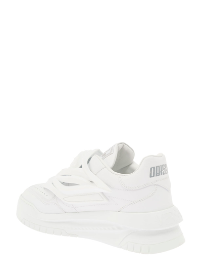 Shop Versace Odissea White Leather And Rubber Sneakers  Man