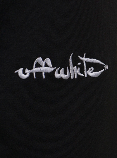 Shop Off-white Black Cotton Bermuda Shorts With Script Logo Embroidery Off White Man