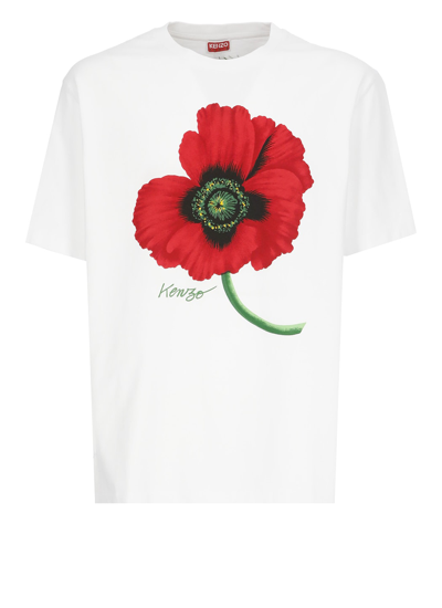 Shop Kenzo Poppy  T-shirt In White