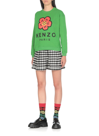 Shop Kenzo Check Shorts In Black