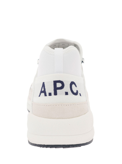 Shop Apc Run Around White And Beige Leather And Fabric Sneakers A.p.c Woman