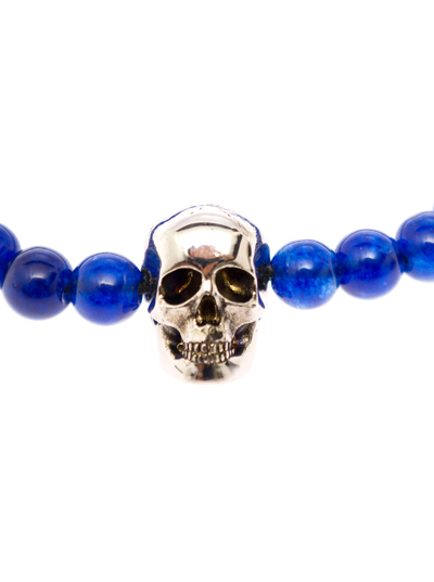 Shop Alexander Mcqueen Skull Blue Beaded Bracelet  Man