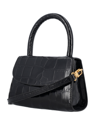 Shop By Far Mini Croco Embossed Leather Bag In Black