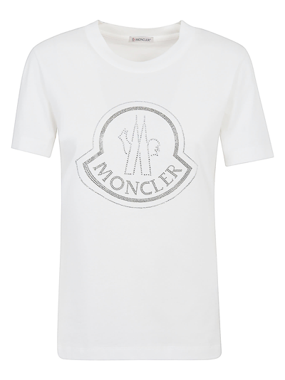 Shop Moncler Studded Logo T-shirt In White