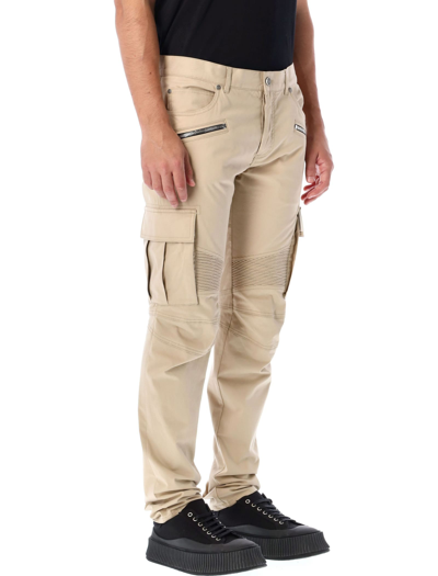 Shop Balmain Cotton Cargo Pants In Biege