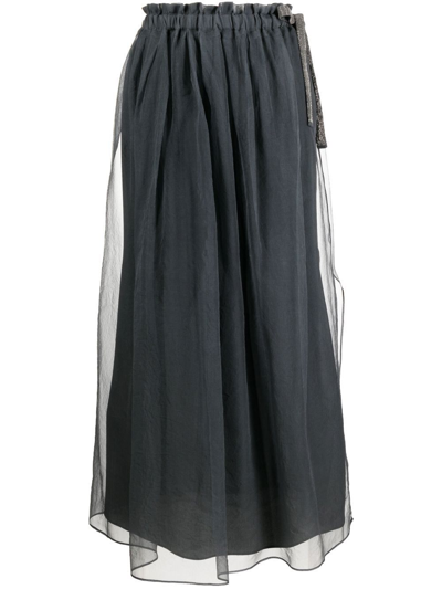 Shop Brunello Cucinelli Women's  Grey Silk Skirt