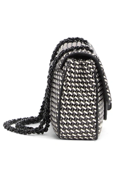 Shop Karl Lagerfeld Agyness Woven Leather Shoulder Bag In White/ Black 1
