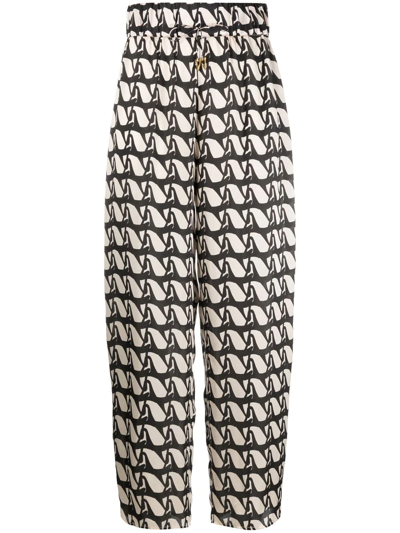 Shop Aeron Aurella Monogram-print Straight Trousers In Neutrals
