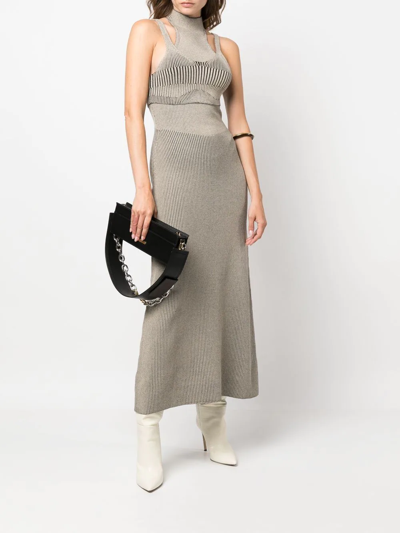 Shop Aeron Mascone Ribbed-knit Midi Dress In Neutrals