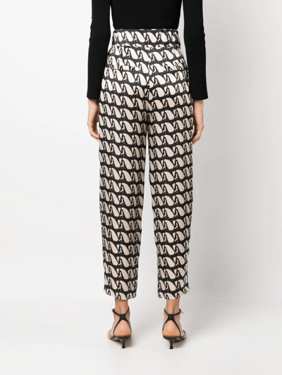 Shop Aeron Aurella Monogram-print Straight Trousers In Neutrals