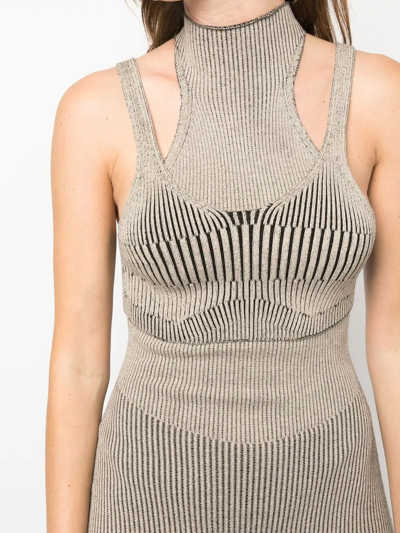 Shop Aeron Mascone Ribbed-knit Midi Dress In Neutrals