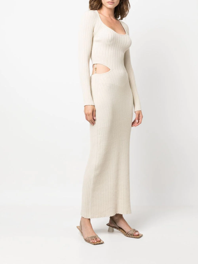 Shop Aeron Viviere Ribbed-knit Maxi Dress In Neutrals