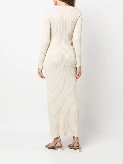 Shop Aeron Viviere Ribbed-knit Maxi Dress In Neutrals