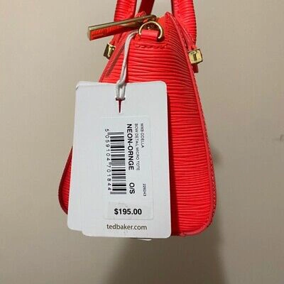 Pre-owned Ted Baker Ddella Bow Detail Micro Tote Neon Orange