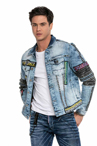 Pre-owned Cipo & Baxx Boxer Jeans Jacket Denim Biker Blue Cj263 All Sizes