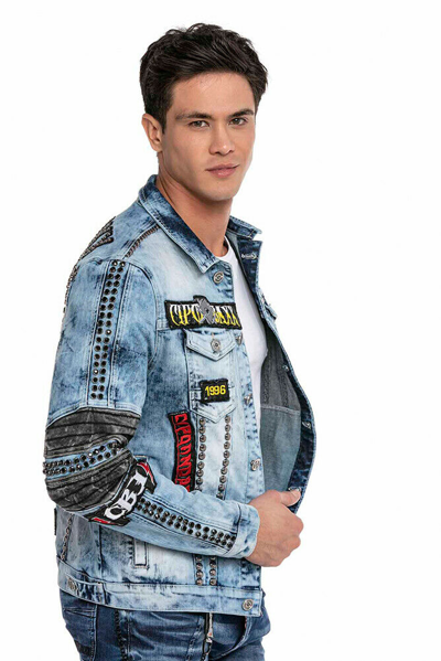 Pre-owned Cipo & Baxx Boxer Jeans Jacket Denim Biker Blue Cj263 All Sizes