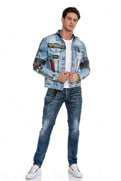 Pre-owned Cipo & Baxx Boxer Jeans Jacket Denim Biker Blue Cj263 All Sizes