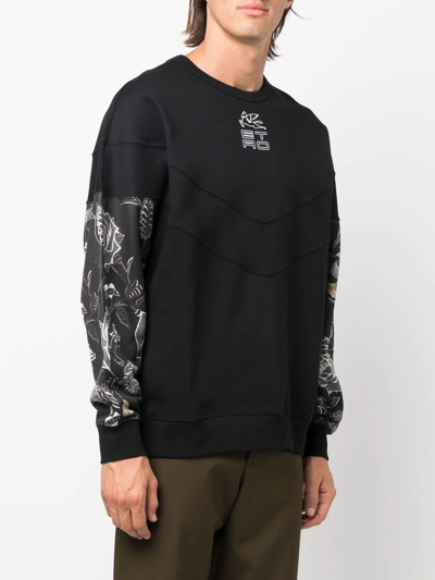 Shop Etro Floral-print Long-sleeve Sweatshirt In Schwarz