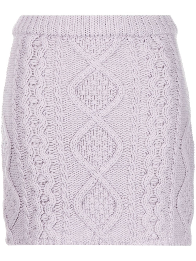 Shop Rokh Cable-knit Mid-ride Skirt In Violett