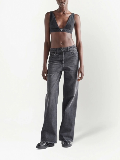 Shop Prada Low-rise Faded-effect Jeans In Schwarz