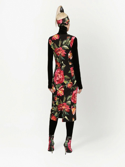 Shop Dolce & Gabbana Floral-print Dress In Schwarz