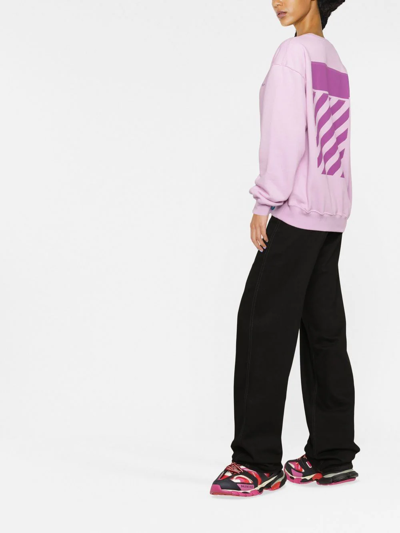 Shop Off-white Diag-stripe Print Sweatshirt In Violett
