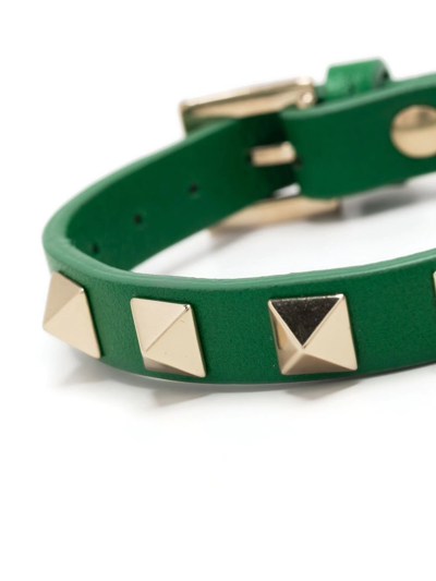 Shop Valentino Rockstud Buckle Bracelet In Grün