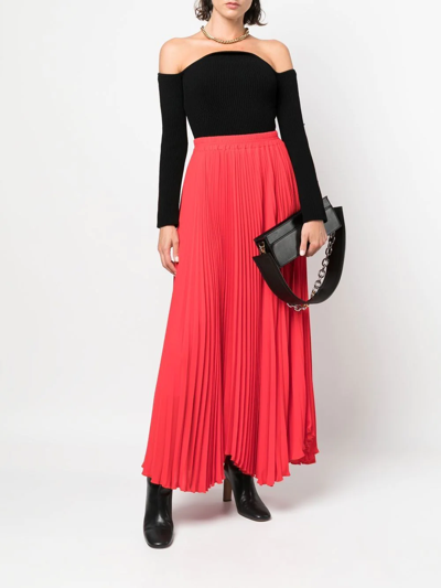 Shop Styland Pleated Maxi Skirt In Rot